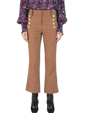 Derek Lam Robertson Crop Houndstooth Flare Pants